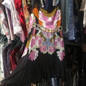 Free People: NWT black floral slip dress